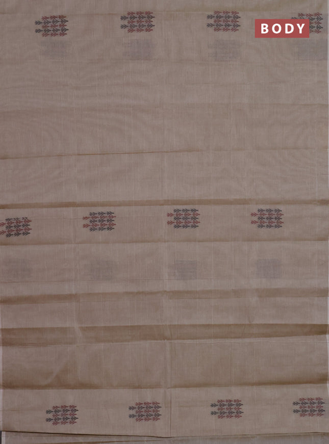 Nithyam cotton saree beige with thread woven buttas in borderless style