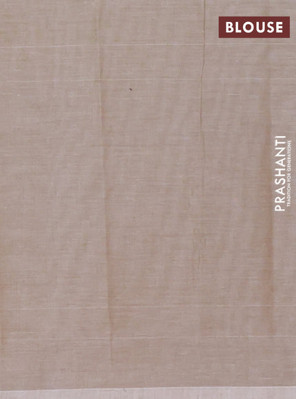 Nithyam cotton saree beige with thread woven buttas in borderless style