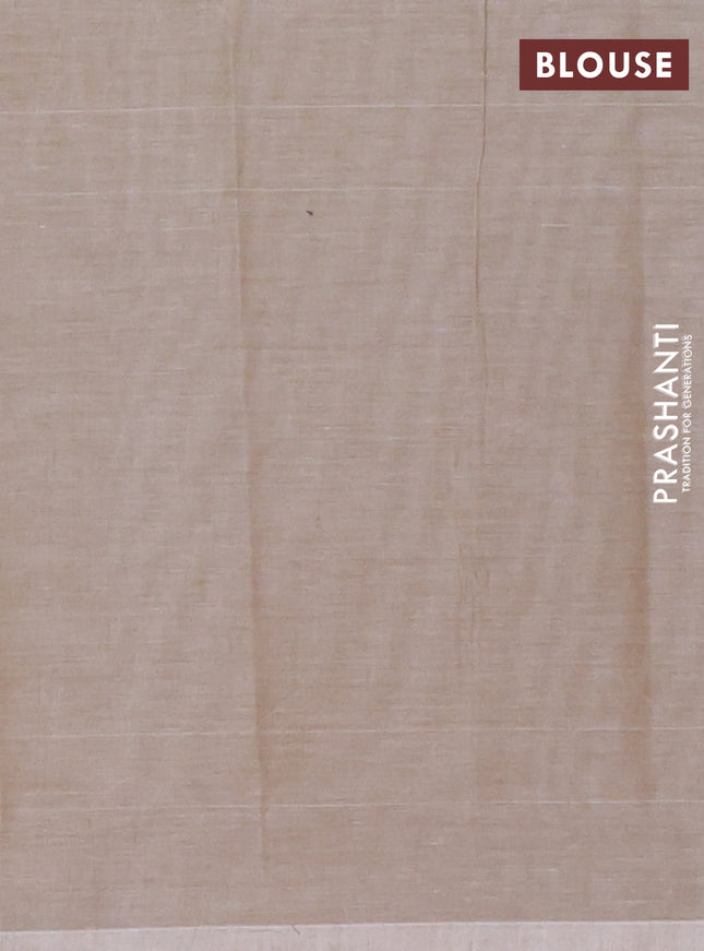 Nithyam cotton saree beige with thread woven buttas in borderless style