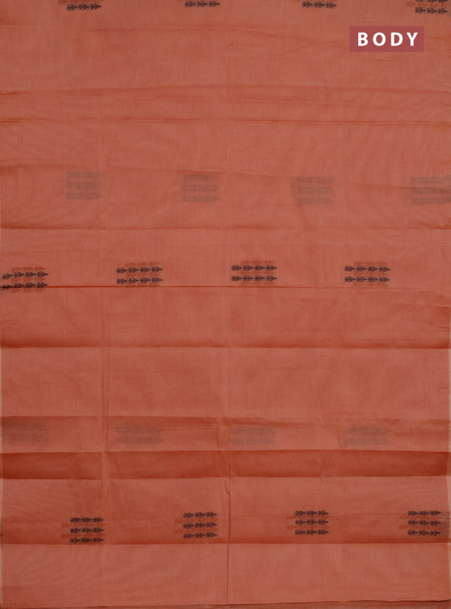 Nithyam cotton saree rust shade with thread woven buttas in borderless style
