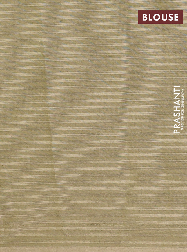 Nithyam cotton saree elaichi green with thread woven buttas in borderless style