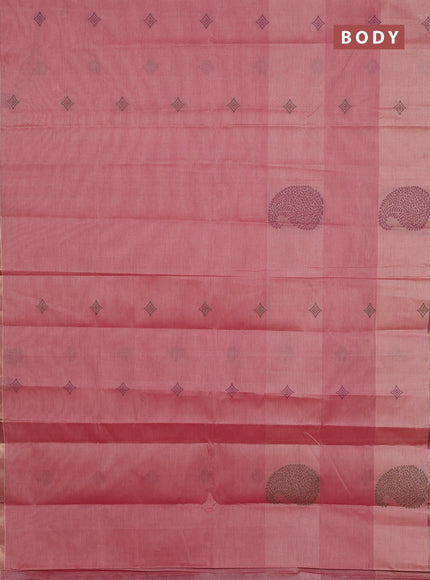 Nithyam cotton saree maroon shade with thread woven buttas and zari woven border