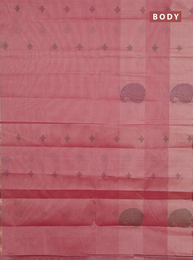 Nithyam cotton saree maroon shade with thread woven buttas and zari woven border