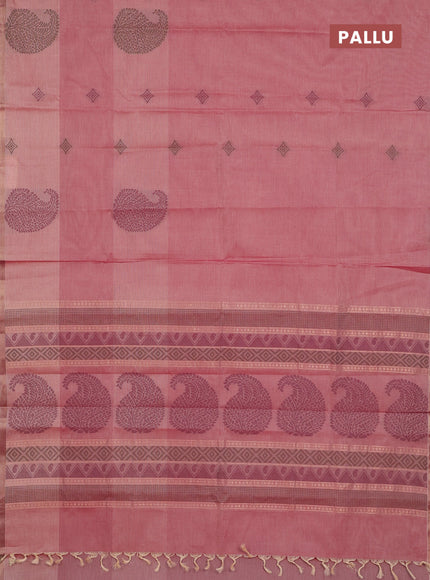 Nithyam cotton saree maroon shade with thread woven buttas and zari woven border