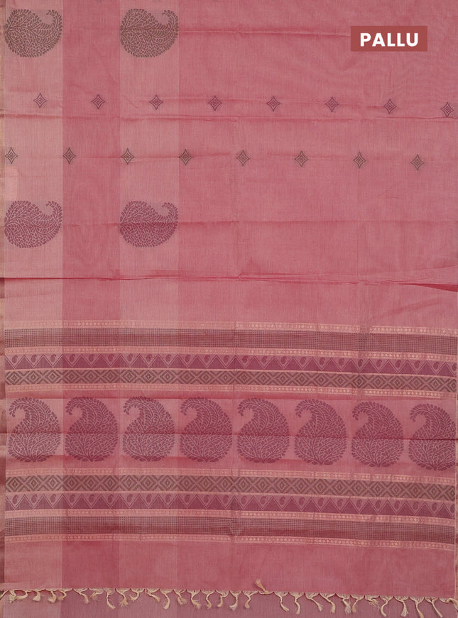 Nithyam cotton saree maroon shade with thread woven buttas and zari woven border