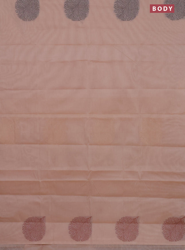 Nithyam cotton saree sandal with thread woven buttas in borderless style