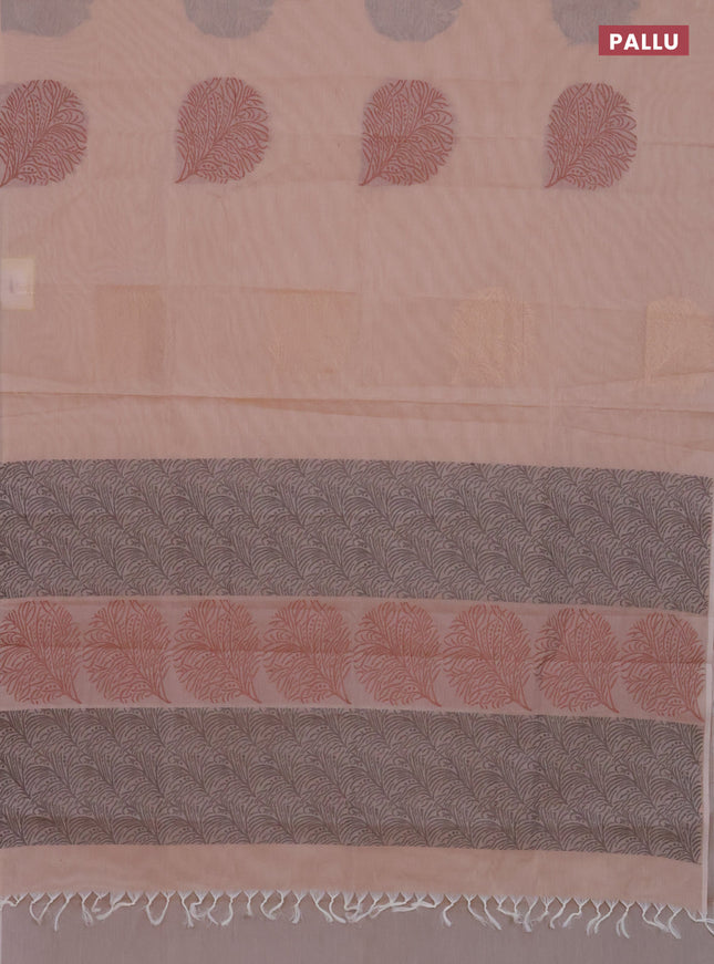 Nithyam cotton saree sandal with thread woven buttas in borderless style