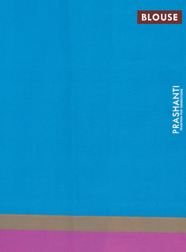 Nithyam cotton saree teal blue and dual shade of pink with thread woven buttas and simple border