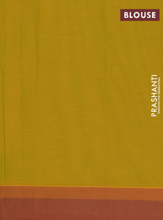 Nithyam cotton saree mustard green and dual shade of green with thread woven buttas and simple border