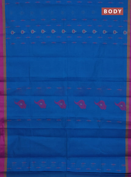 Nithyam cotton saree cs blue and pink shade with thread woven buttas and simple border