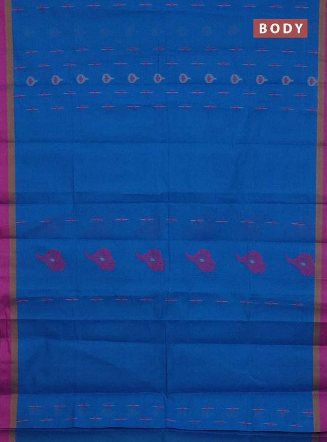 Nithyam cotton saree cs blue and pink shade with thread woven buttas and simple border