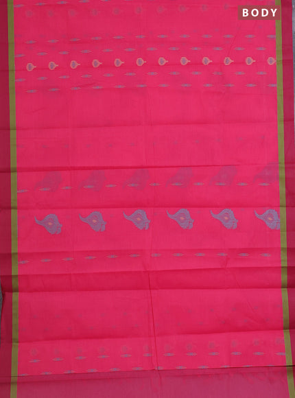 Nithyam cotton saree candy pink and dark pink with thread woven buttas and simple border