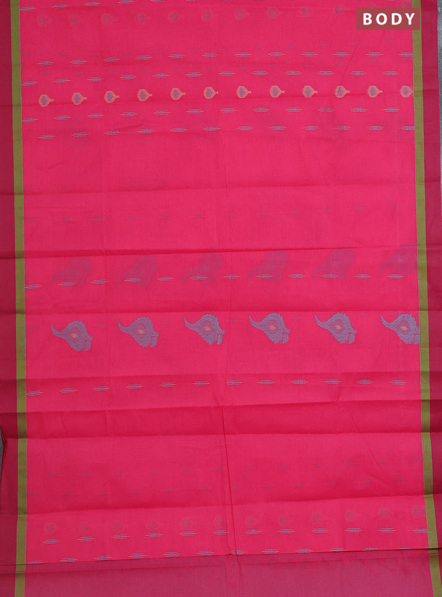 Nithyam cotton saree candy pink and dark pink with thread woven buttas and simple border