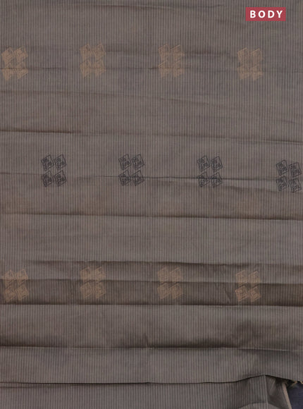 Nithyam cotton saree grey shade with thread & zari woven buttas in borderless style