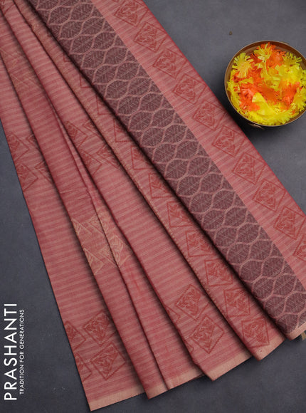 Nithyam cotton saree dual shade of pink with thread & zari woven buttas in borderless style