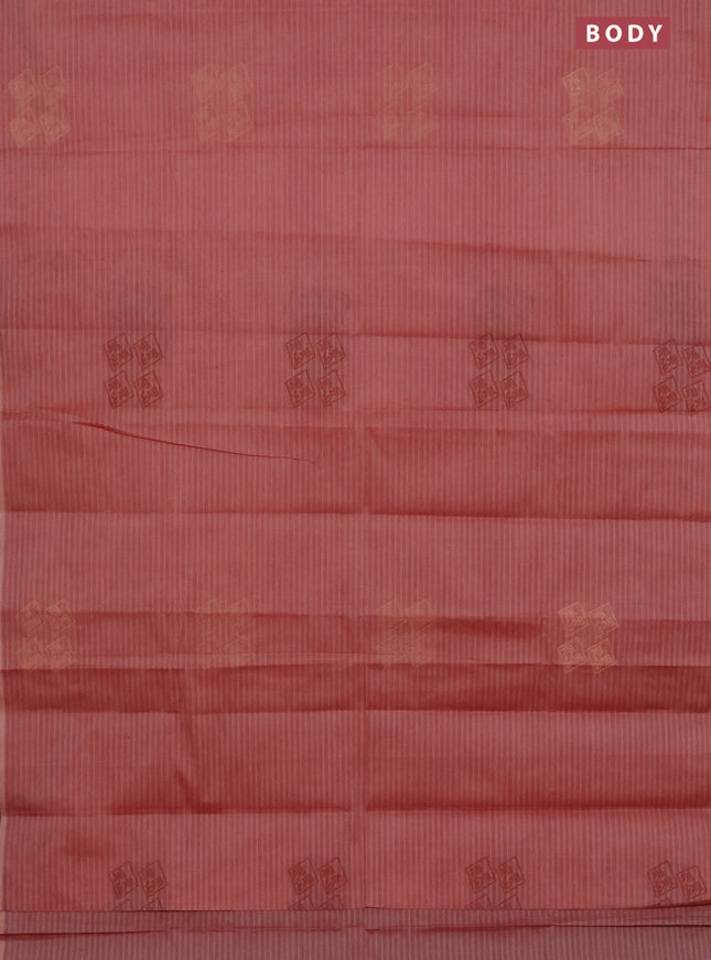 Nithyam cotton saree dual shade of pink with thread & zari woven buttas in borderless style