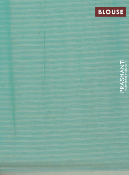 Nithyam cotton saree teal green with thread & zari woven buttas in borderless style