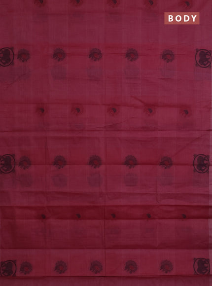 Nithyam cotton saree magenta pink with allover checks & thread woven buttas in borderless style