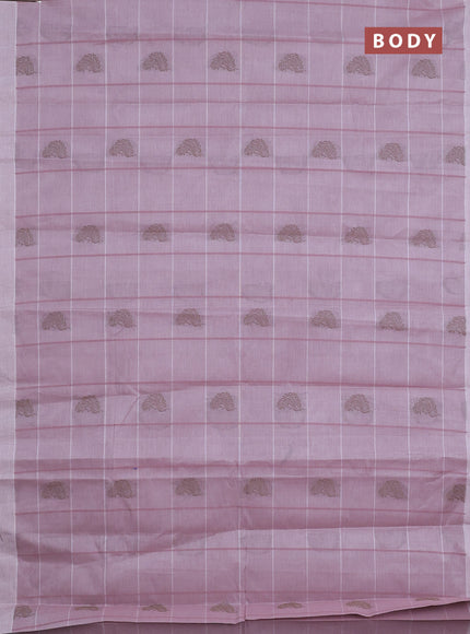 Nithyam cotton saree pastel brown with allover checks & thread buttas in borderless style