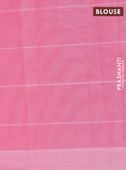 Nithyam cotton saree peach pink with allover checks & thread buttas in borderless style