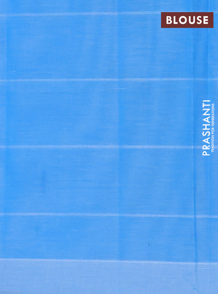 Nithyam cotton saree blue with allover checks & thread buttas in borderless style