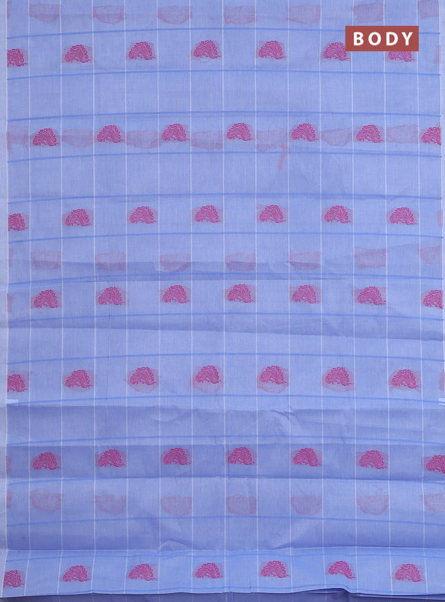 Nithyam cotton saree lavender with allover checks & thread buttas in borderless style