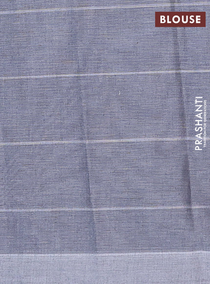 Nithyam cotton saree grey with allover checks & thread buttas in borderless style
