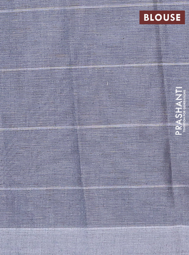 Nithyam cotton saree grey with allover checks & thread buttas in borderless style