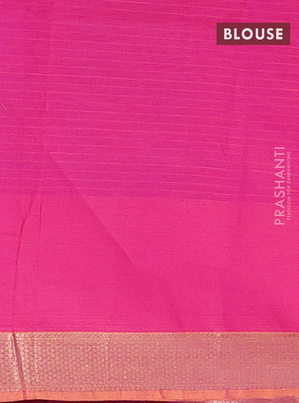 Nithyam cotton saree pink and rust shade with allover checks & thread buttas and zari woven border