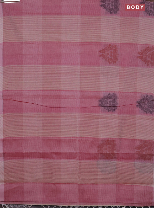 Nithyam cotton saree pink shade and beige with self emboss & thread woven buttas and simple border