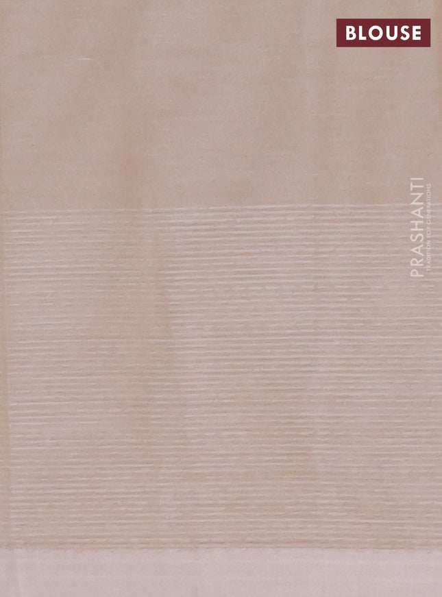 Nithyam cotton saree grey and beige with self emboss & thread woven buttas and simple border