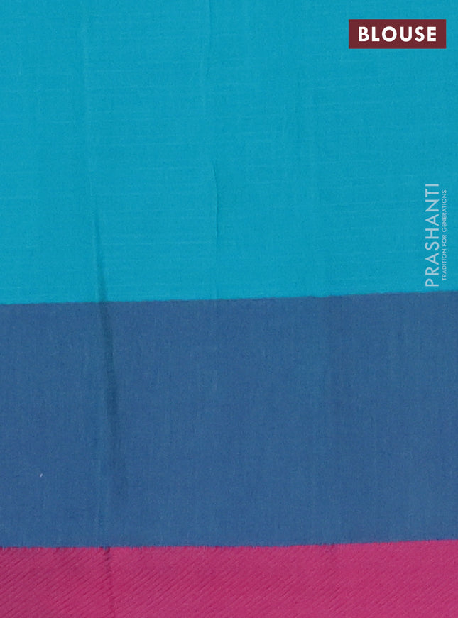 Nithyam cotton saree teal green and dual shade of peacock green with allover thread checked pattern and thread woven butta border