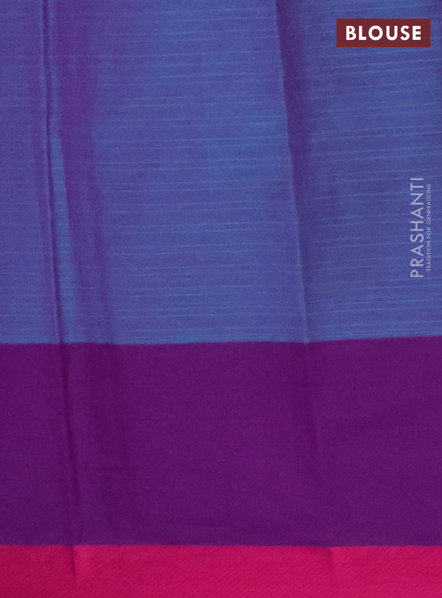 Nithyam cotton saree dual shade of blue and purple with allover thread checked pattern and thread woven butta border