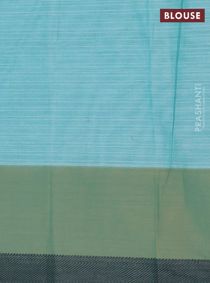 Nithyam cotton saree teal blue and green shade with allover thread checked pattern and thread woven butta border
