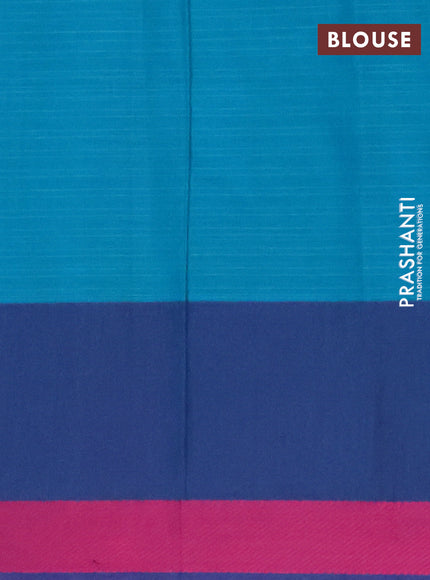 Nithyam cotton saree teal green and peacock blue with allover thread checked pattern and thread woven butta border