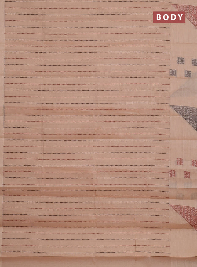 Nithyam cotton saree sandal with allover thread weaves and thread woven butta border