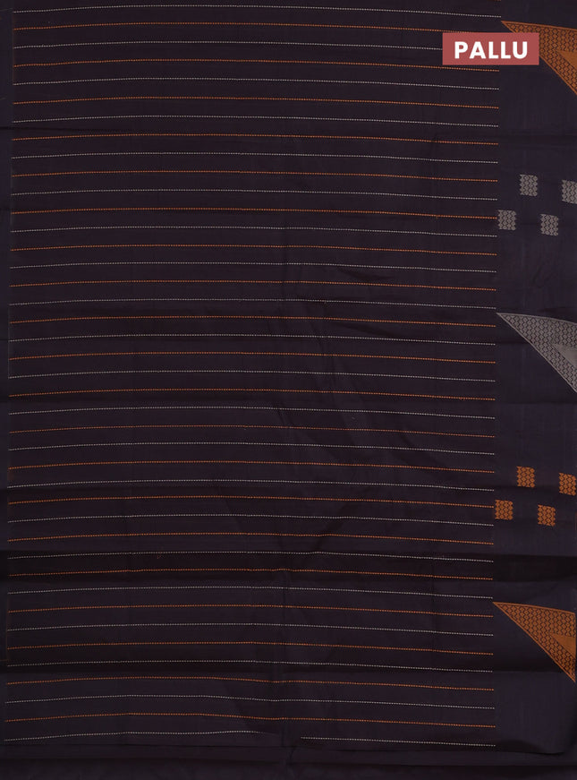 Nithyam cotton saree brown with allover thread weaves and thread woven butta border