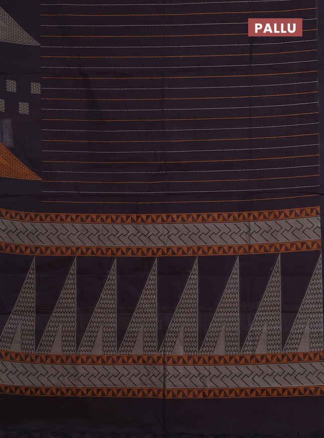 Nithyam cotton saree brown with allover thread weaves and thread woven butta border