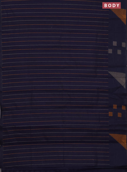 Nithyam cotton saree navy blue with allover thread weaves and thread woven butta border