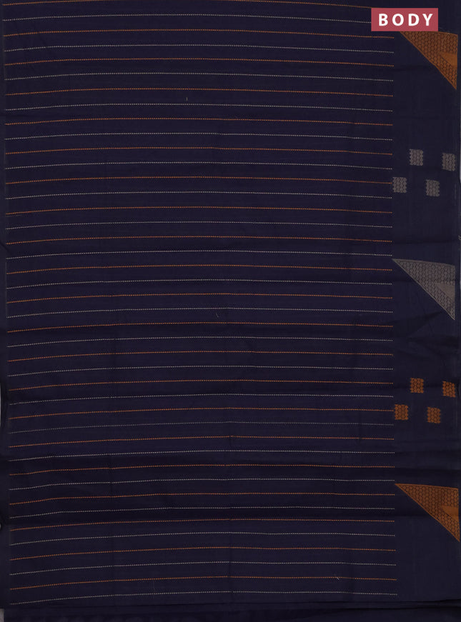 Nithyam cotton saree navy blue with allover thread weaves and thread woven butta border