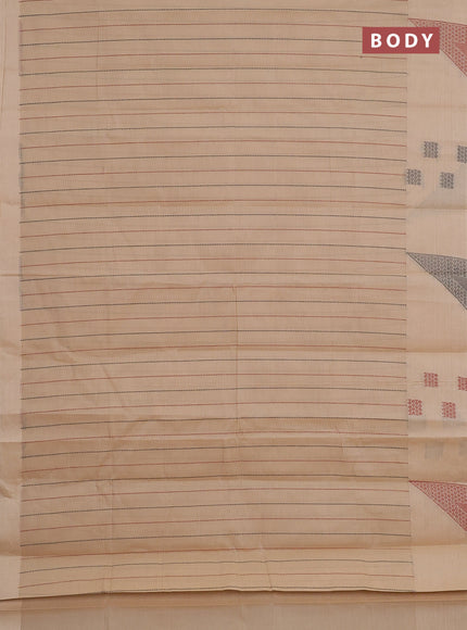 Nithyam cotton saree sandal with allover thread weaves and thread woven butta border