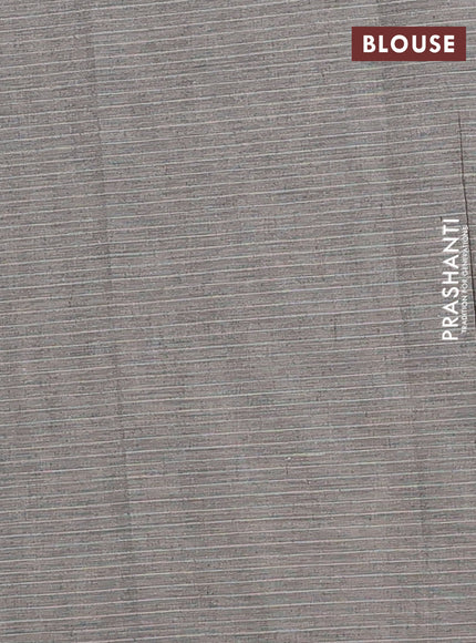 Nithyam cotton saree grey with allover thread checked pattern & buttas in borderless style