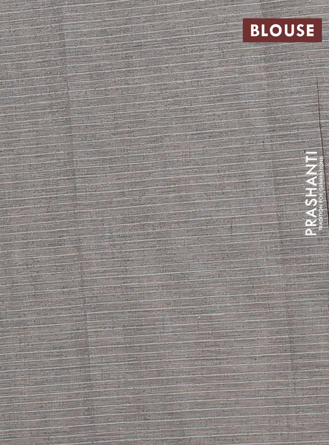 Nithyam cotton saree grey with allover thread checked pattern & buttas in borderless style