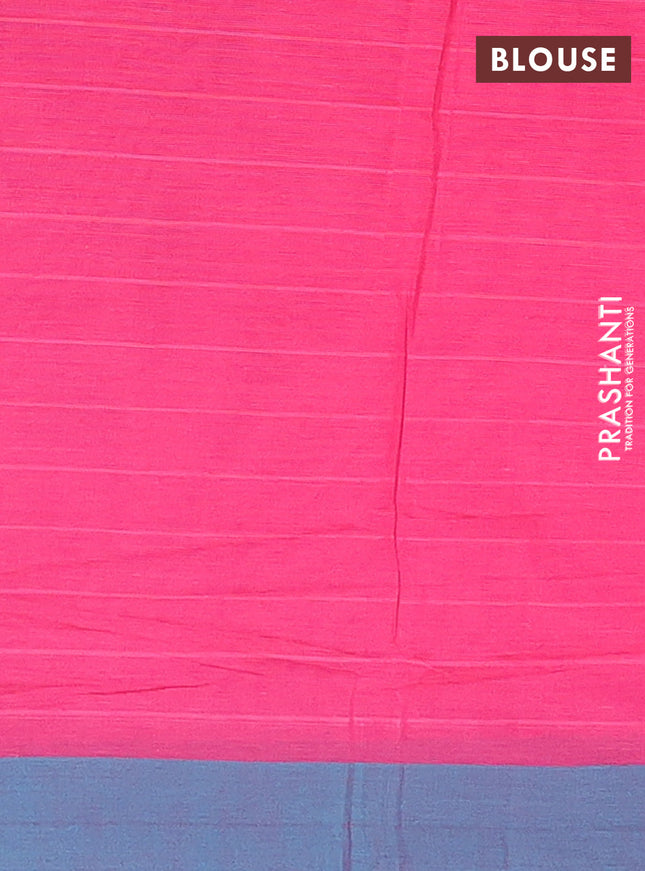 Nithyam cotton saree pink and teal blue with allover thread weaves & zari buttas and simple border
