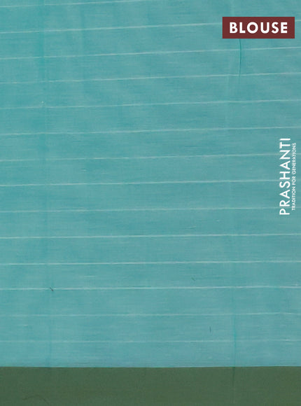 Nithyam cotton saree teal green and green with allover thread weaves and simple border