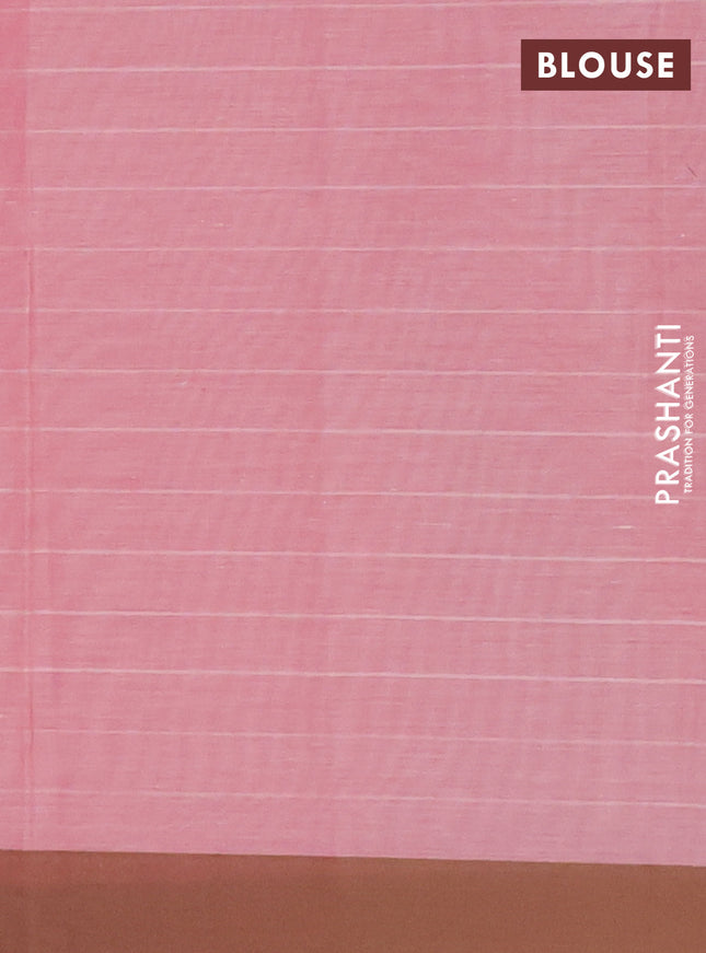 Nithyam cotton saree peach pink with allover thread weaves and simple border