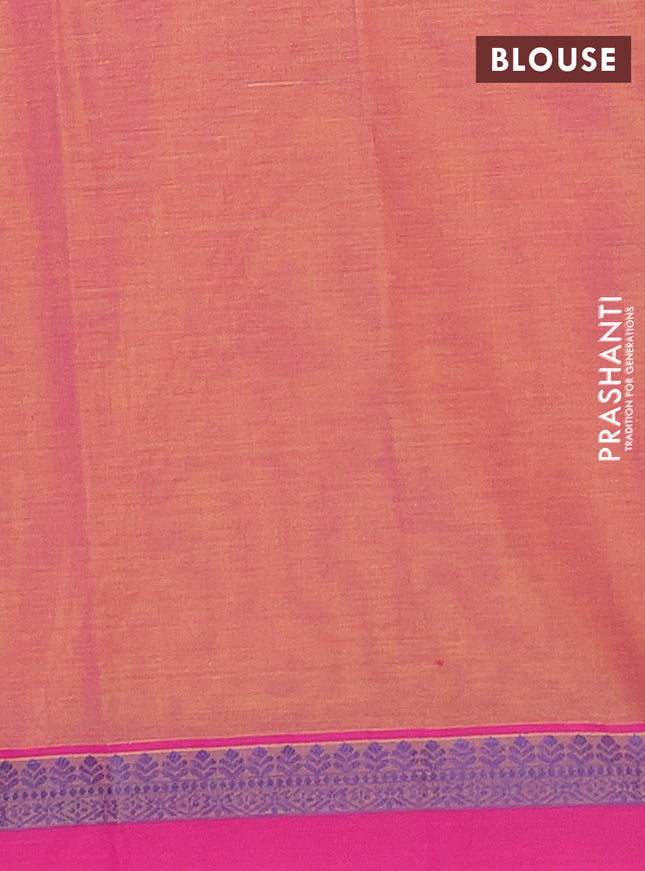 Nithyam cotton saree dual shade of yellowish pink and pink with thread woven buttas and thread woven simple border