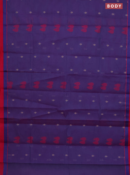 Nithyam cotton saree dual shade of bluish pink and pink with thread woven buttas and thread woven simple border