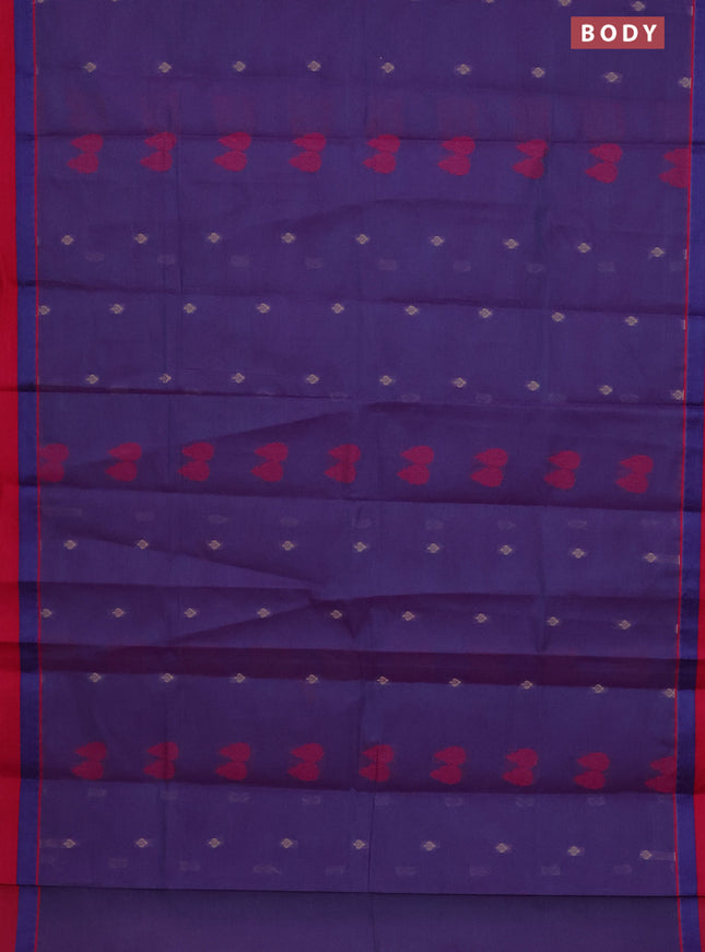 Nithyam cotton saree dual shade of bluish pink and pink with thread woven buttas and thread woven simple border