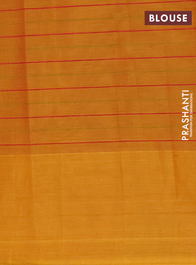 Nithyam cotton saree dark mustard with allover stripe pattern and thread woven butta border